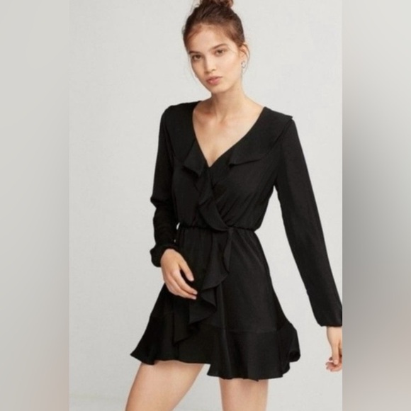 Express Faux-Wrap Ruffle Mini Dress - Picture 1 of 7